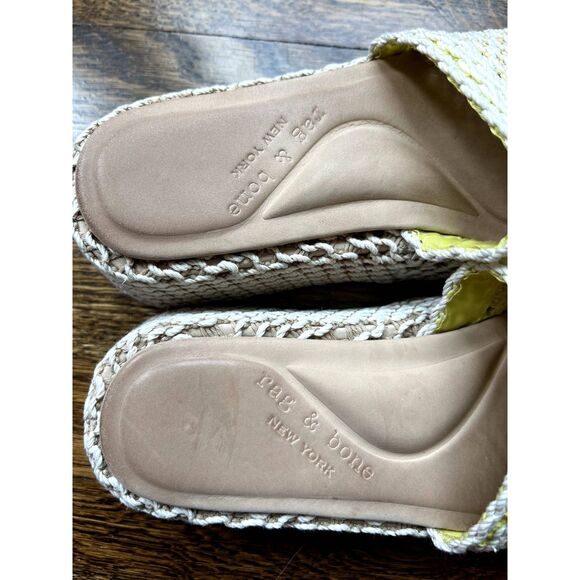 Rag & bone Logan Platform Slide Sandal Crochet Chalk Yellow Natural Size 9 - Picture 8 of 12